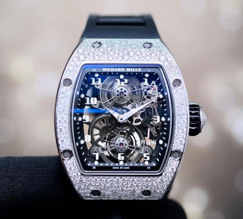 Full Paved Diamond Skeleton Tourbillon Luxury Watch