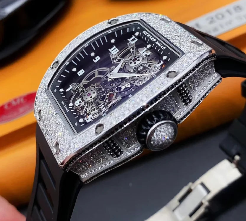 Full Paved Diamond Skeleton Tourbillon Luxury Watch
