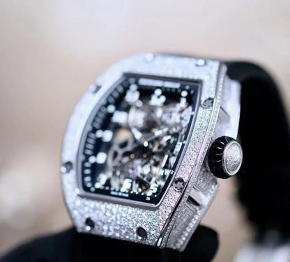 Full Paved Diamond Skeleton Tourbillon Luxury Watch