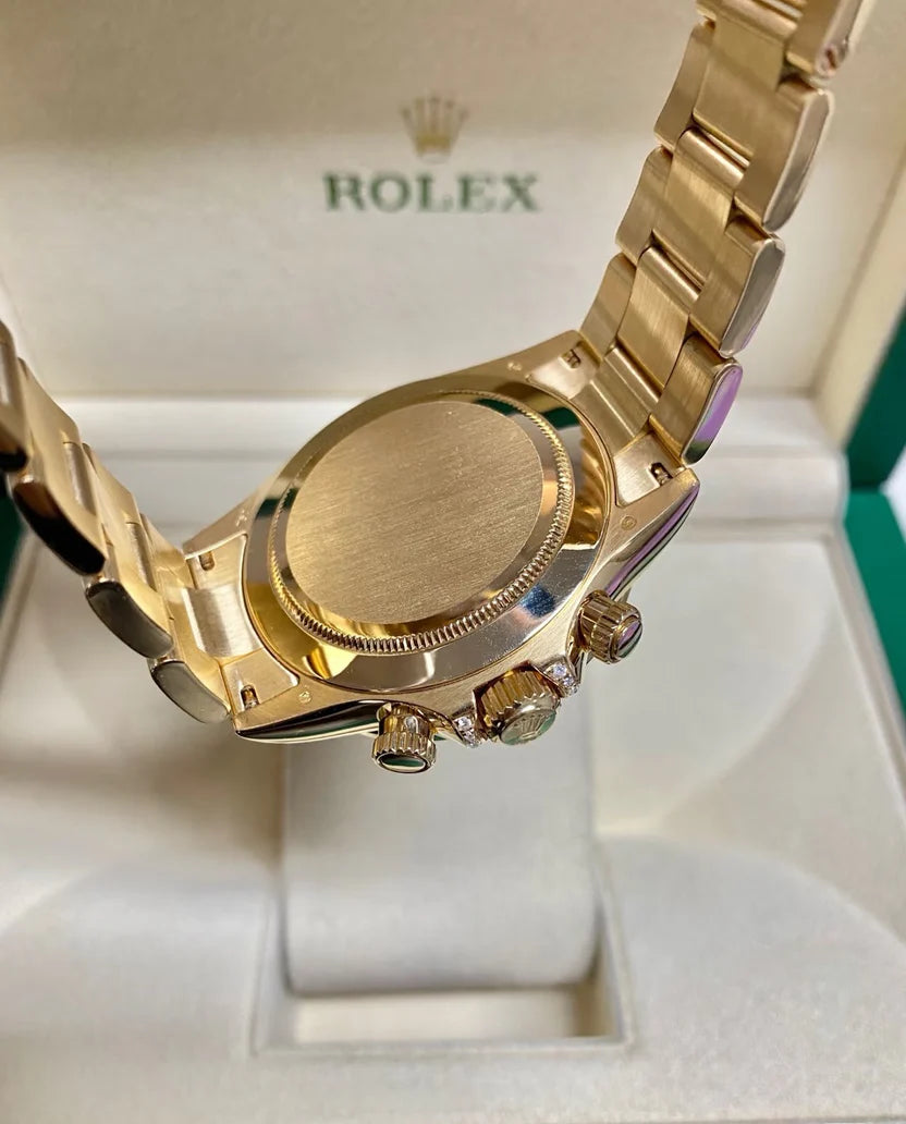 Rainbow Sapphire Gold Chronograph Luxury Automatic Watch, Swiss Craftsmanship