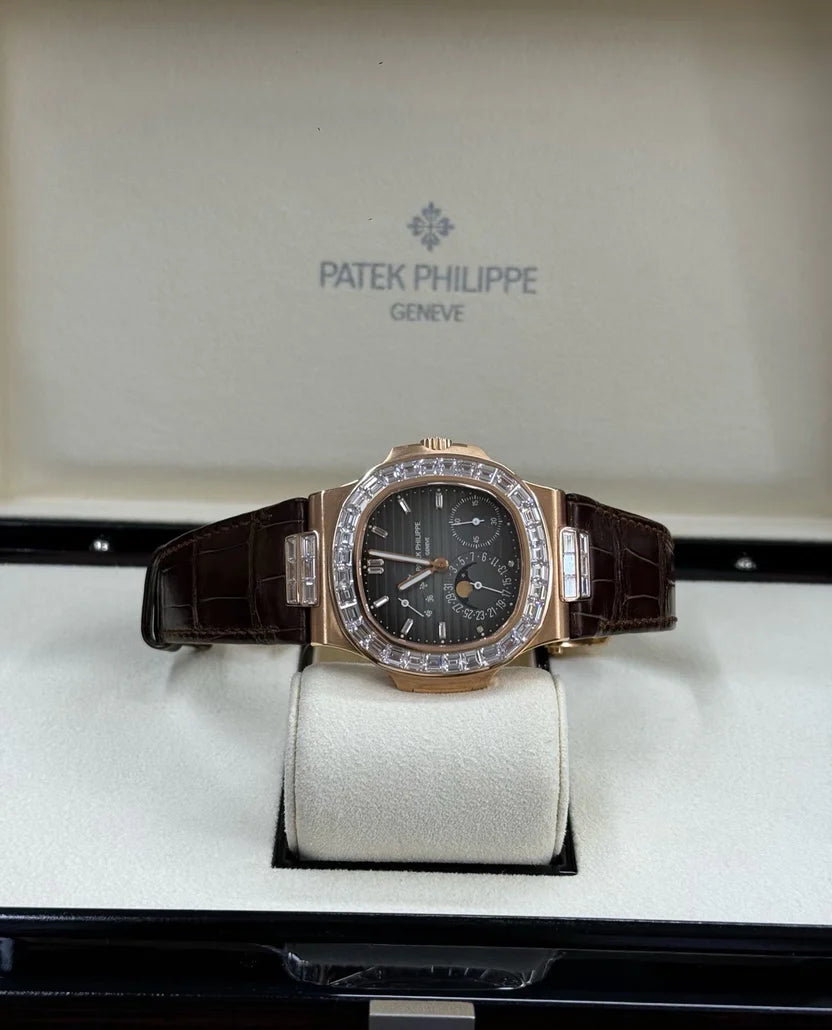 Rose Gold Diamond Bezel Perpetual Calendar Luxury Automatic Watch, Swiss Craftsmanship